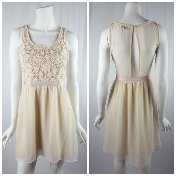 American Eagle Cream Open Back Dress - Picture 1 of 8